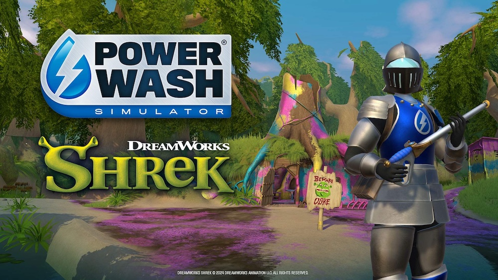 Image du jeu Power Wash Simulator, DLC Shrek avec le marais de Shrek à nettoyer