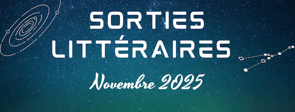 Bannière étoilée avec écrit "Sorties littéraires Novembre 2025"